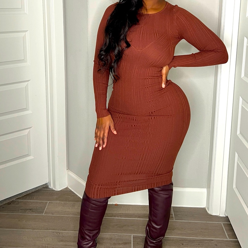 Long sleeve bodycon sweater dress